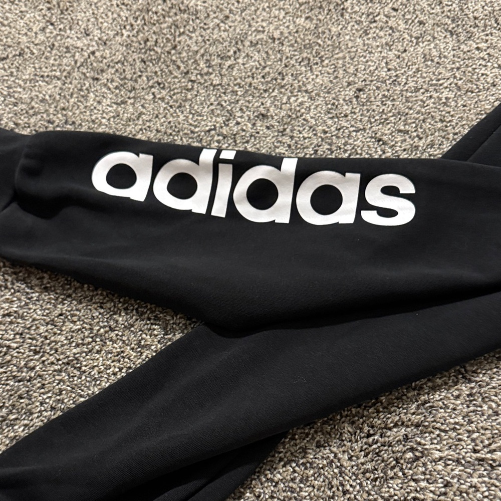 Adidas Black Joggers with White Logo